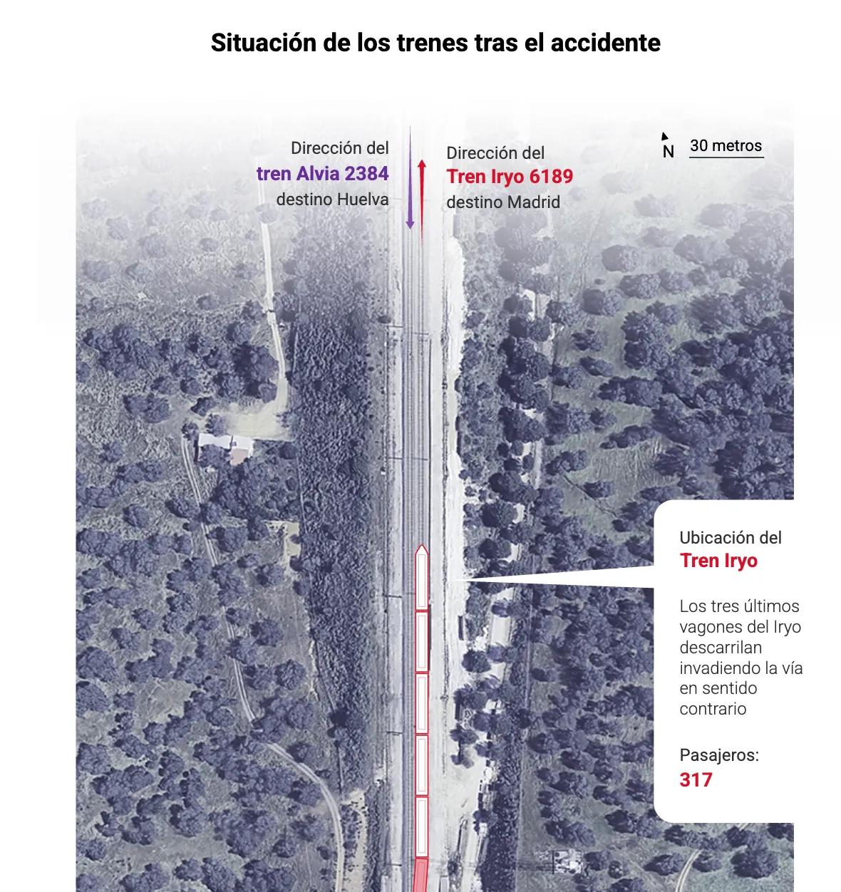 Reconstrucción visual del accidente de tren en Adamuz