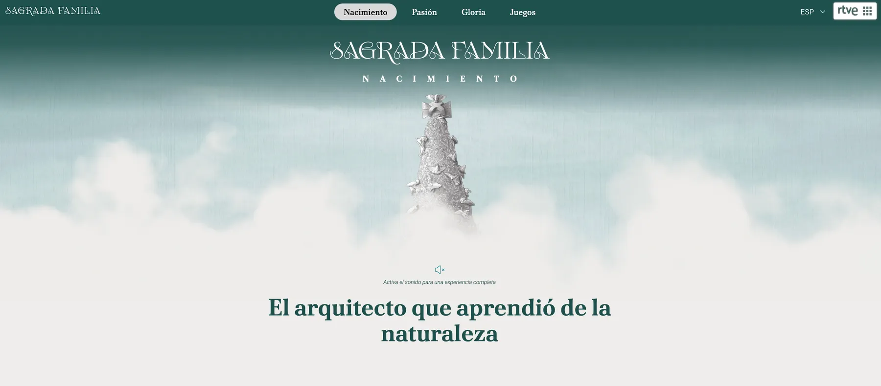 Infografía de la fachada de la Sagrada Familia con sus monogramas de Jesús, María y José